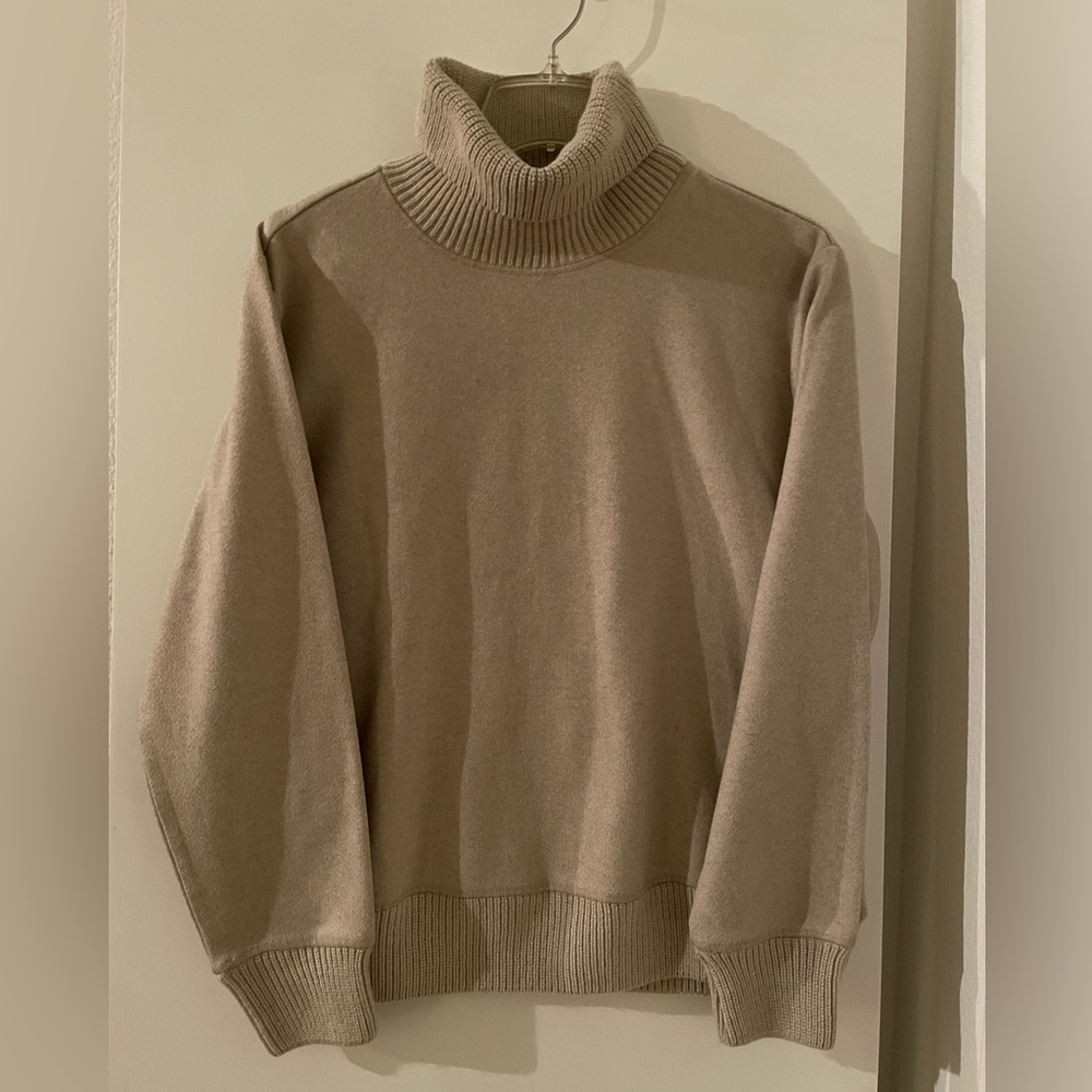 A New Day-Turtleneck Knit Trim Sweater Sweatshirt  Tan/Beige NWOT